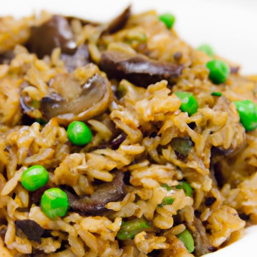 Savory Teriyaki Rice pilaf with Mushrooms and Peas Delight