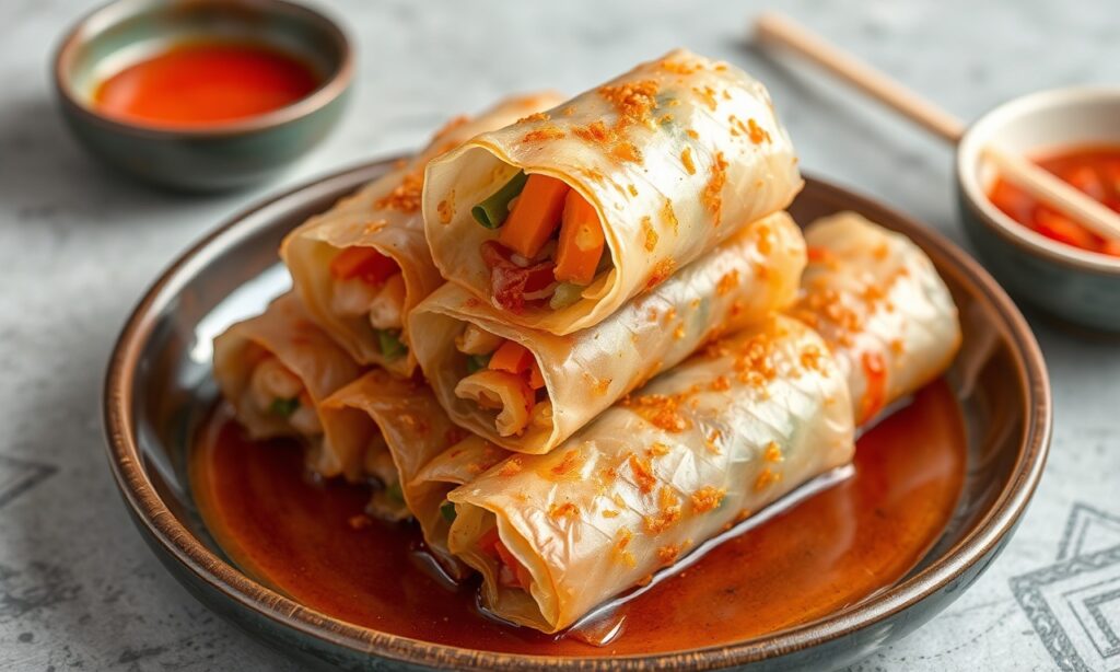 Crispy Cha Gio rolls, a flavorful Vietnamese culinary indulgence.