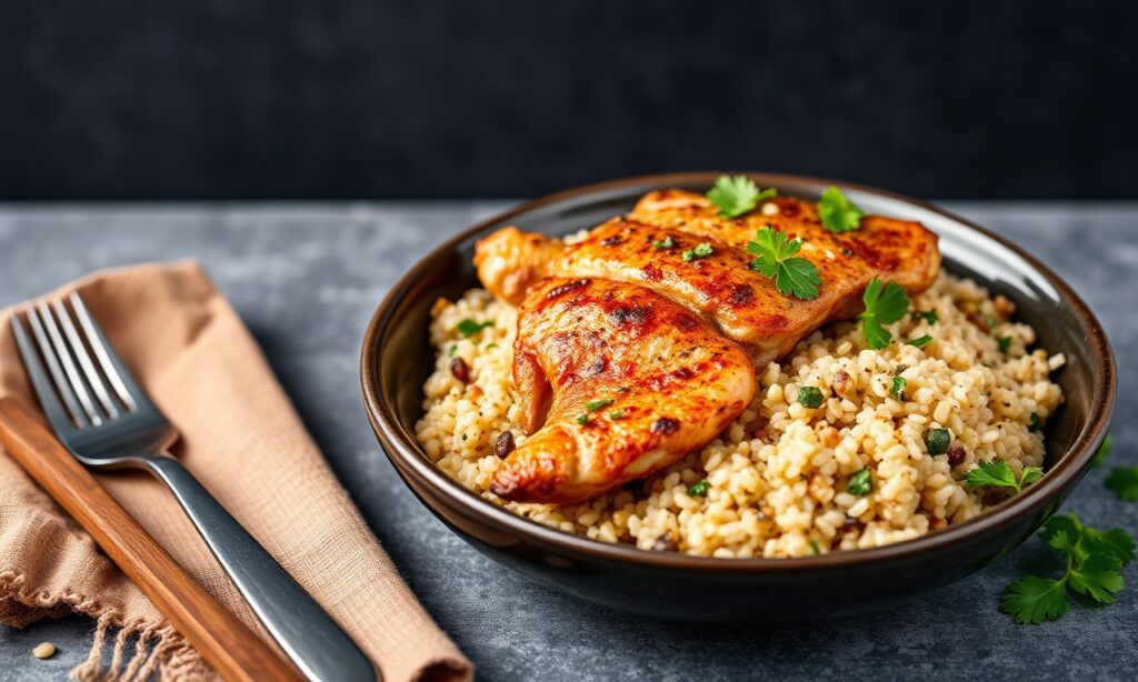 Healthy Quinoa Chicken recipe: nutritious, energizing meal idea.