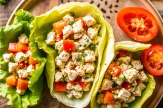 Fresh, flavorful tuna salad lettuce wraps: simple, healthy recipe.