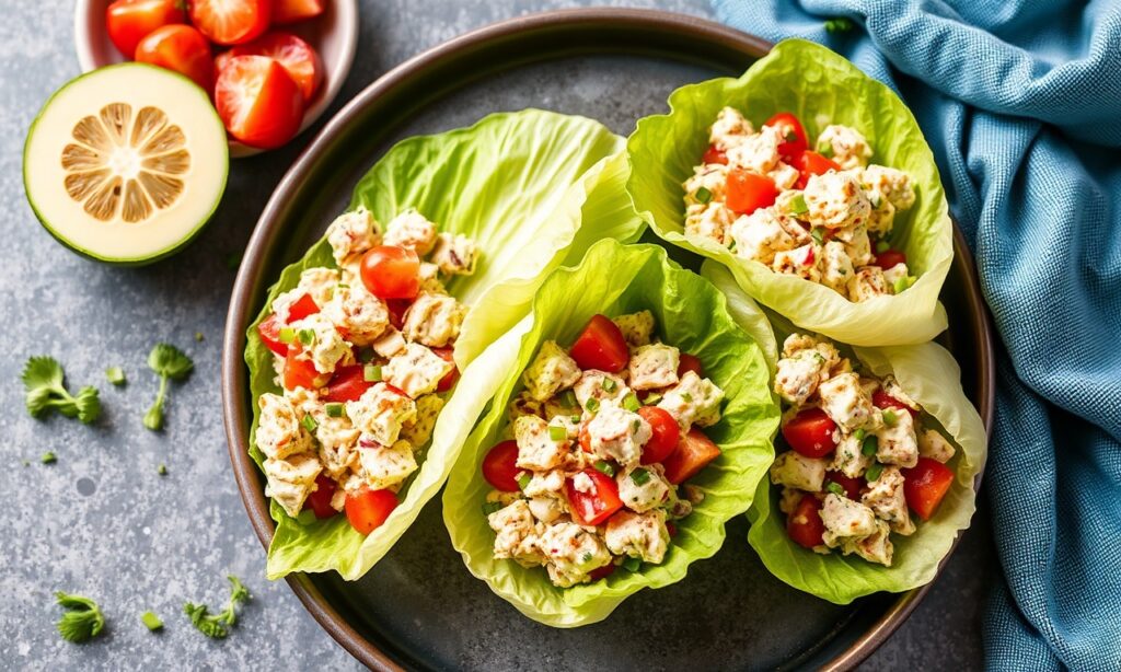 Fresh flavorful tuna salad lettuce wraps for a light, satisfying meal.