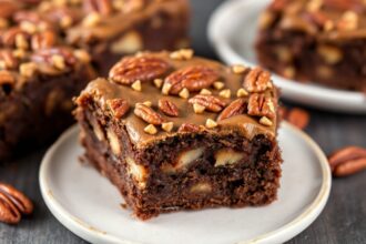 Decadent pecan pie brownies: a rich, sweet fusion delight.