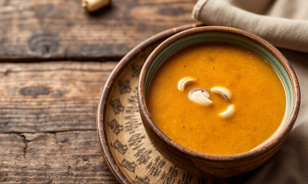 Rich Hungarian mushroom soup, a comforting delight from Central Europe.