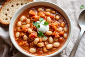 Wholesome white bean chili: a hearty, bold comfort food classic.