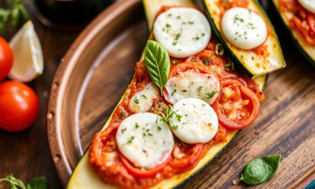 Margherita zucchini boats: fresh, vibrant, classic flavor reimagined.