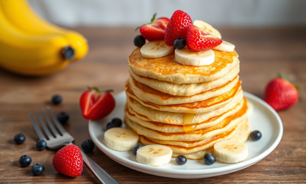 Fluffy blender banana pancakes: easy, 3-ingredient recipe.