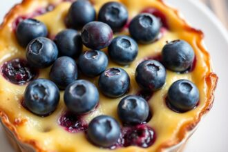 Delicious Blueberry Clafoutis, a classic French dessert recipe.