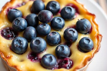 Delicious Blueberry Clafoutis, a classic French dessert recipe.