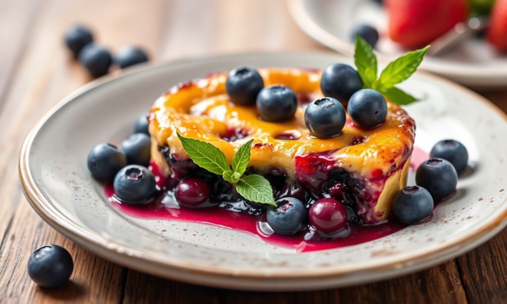 Blueberry Clafoutis: Rustic, elegant French dessert recipe.