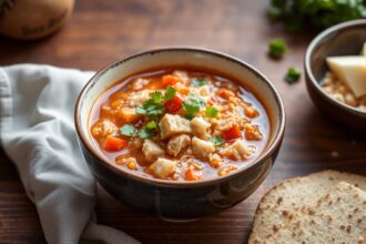 Hearty Mexican chicken rice soup to warm up your soul.