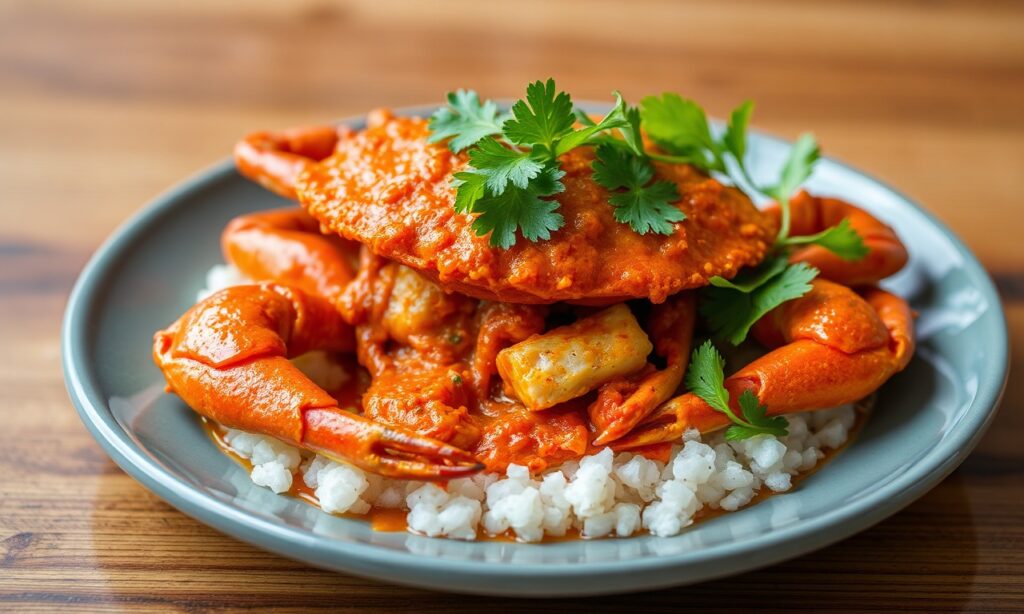 Singapore Chili Crab: Spicy seafood delight, a must-savor dish.