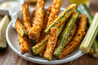 Crispy air fryer zucchini fries, healthy snack twist.