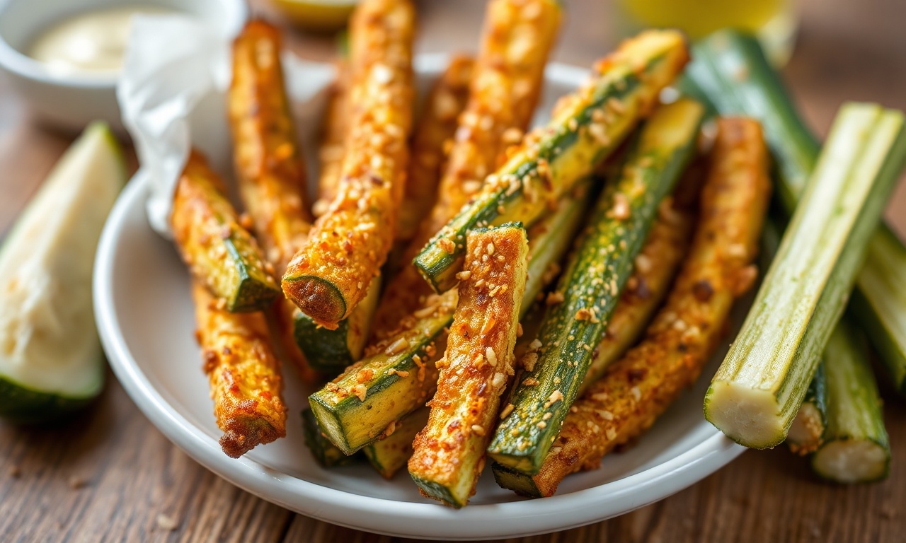 Crispy air fryer zucchini fries, healthy snack twist.