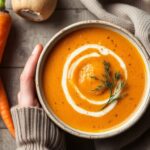 Velvety carrot and turnip soup, a comforting winter classic.
