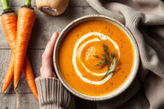 Velvety carrot and turnip soup, a comforting winter classic.