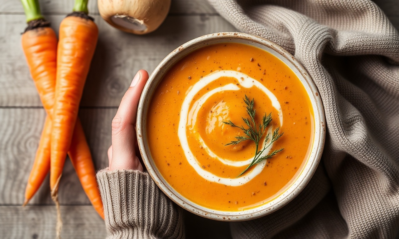 Velvety carrot and turnip soup, a comforting winter classic.