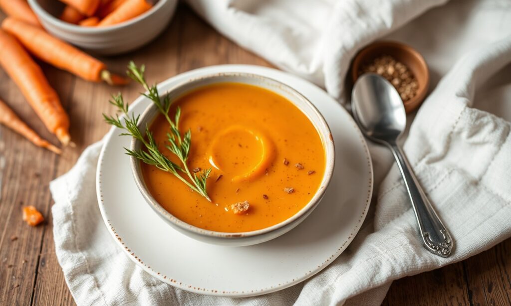Velvety carrot and turnip soup: a heartwarming winter comfort.