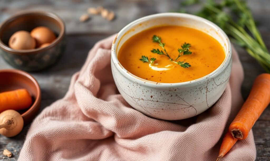 Velvety carrot and turnip soup, a comforting winter classic.