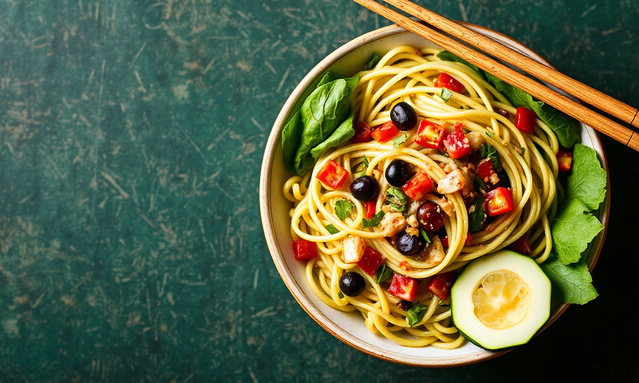 Fresh flavor Asian zucchini noodle salad, vibrant and healthy.
