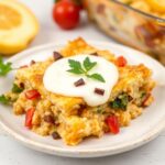 Wholesome Keto breakfast casserole with cauliflower. Delicious and healthy.