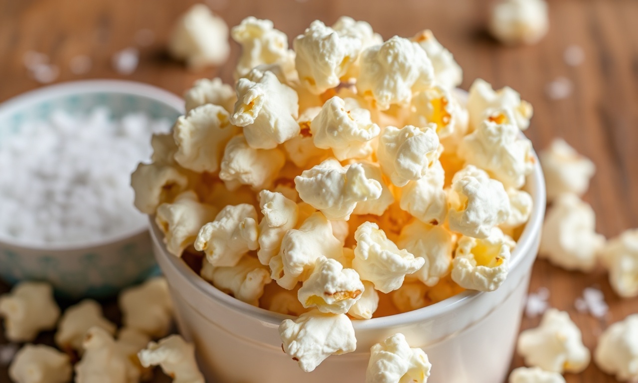 Crunchy sea salt popcorn: ultimate savory snack.