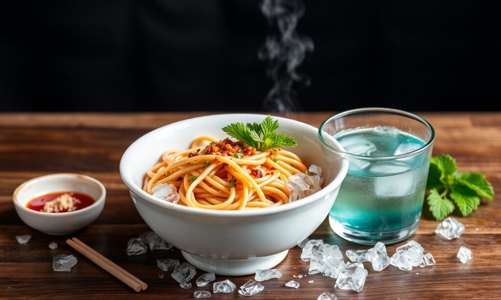 Chilled soba noodles with refreshing tsuyu dipping sauce.