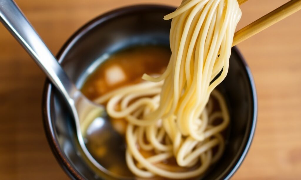 Chilled soba noodles with refreshing tsuyu dipping sauce on a hot summer day.