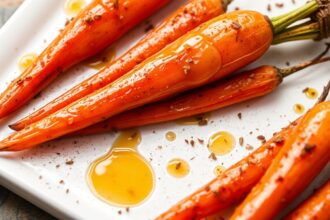 Honey cumin glazed carrots with sweet heat magic.