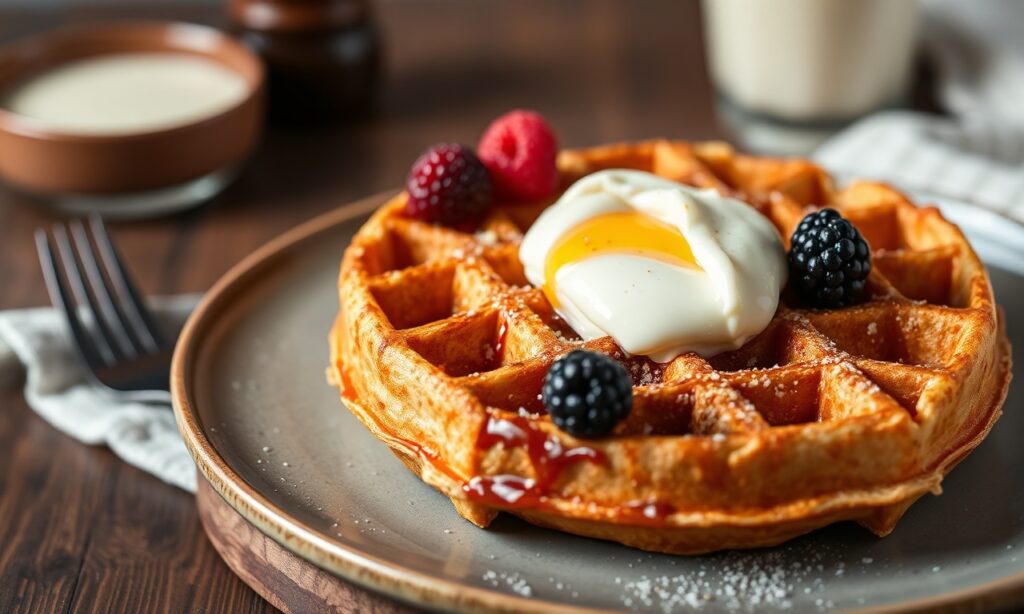 Crispy keto waffles: Delicious low-carb breakfast recipe.
