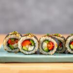 Crafting flavorful vegetarian sushi rolls for healthy, fresh meals.