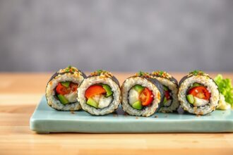 Crafting flavorful vegetarian sushi rolls for healthy, fresh meals.