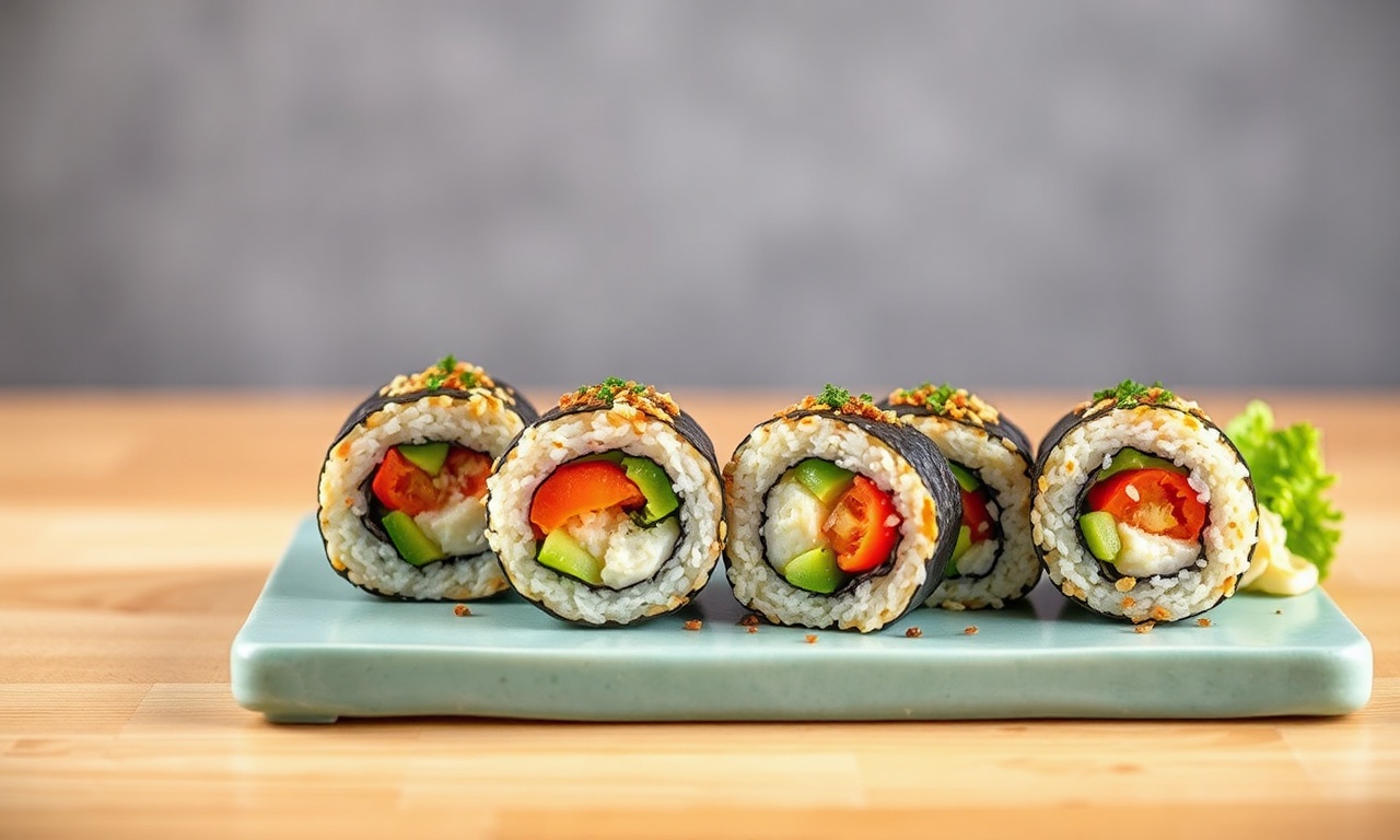 Crafting flavorful vegetarian sushi rolls for healthy, fresh meals.