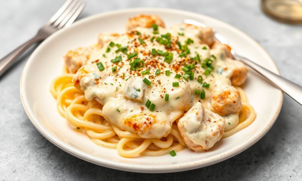 Irresistible skinny chicken alfredo: healthy, creamy comfort food.