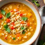 Cozy quinoa and veggie soup: a soul-warming comfort bowl.