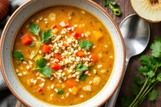 Cozy quinoa and veggie soup: a soul-warming comfort bowl.