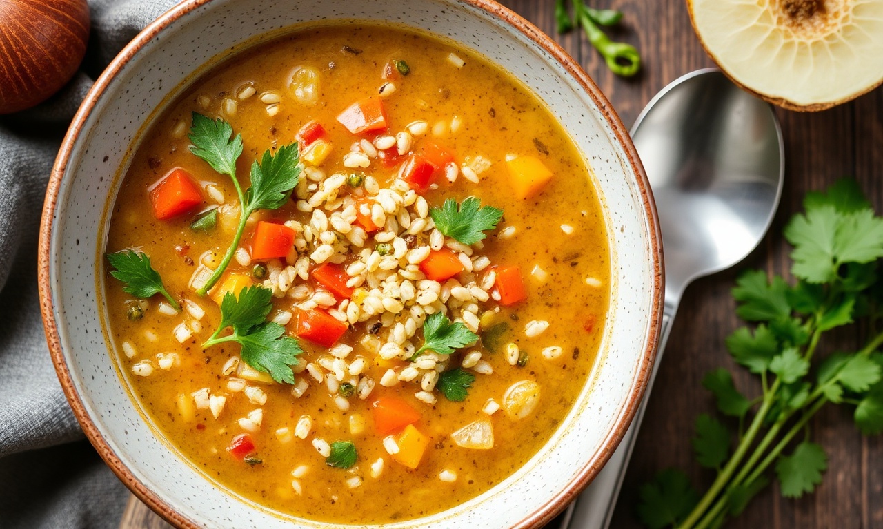 Cozy quinoa and veggie soup: a soul-warming comfort bowl.