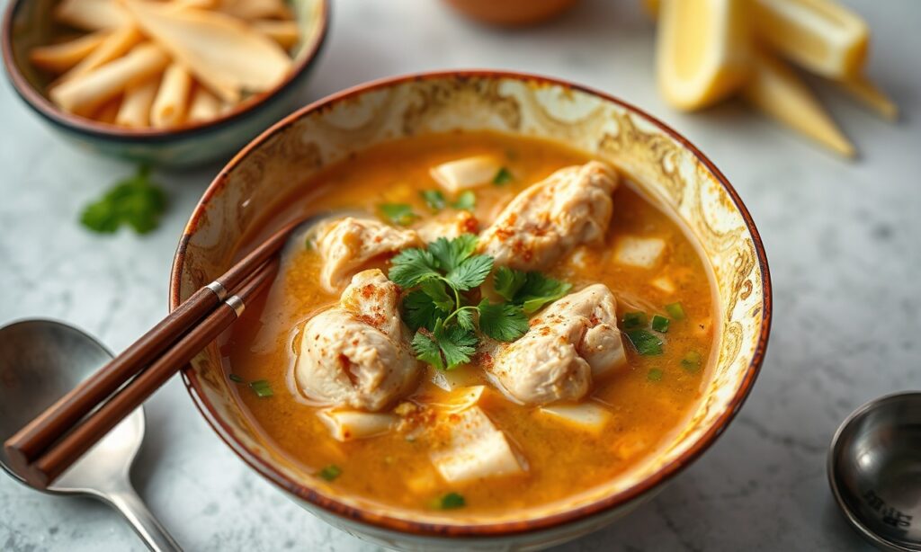 Authentic Soto Ayam: Indonesian chicken soup, a delicious taste of Indonesia.