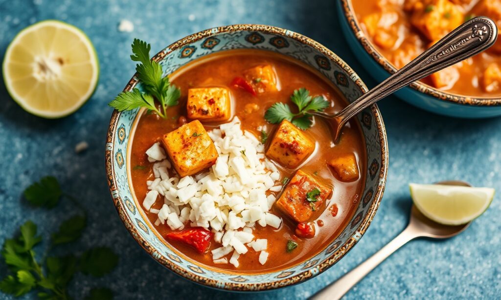 Puerto Rican tofu guisado: flavorful vegan stew.