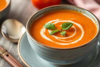 Velvety creamy tomato soup, a comforting bowl.