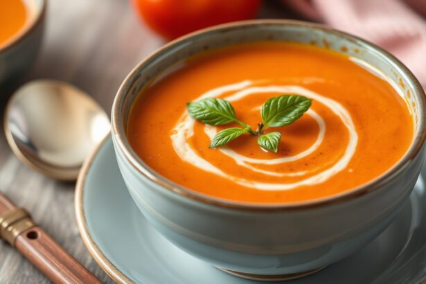 Velvety creamy tomato soup, a comforting bowl.