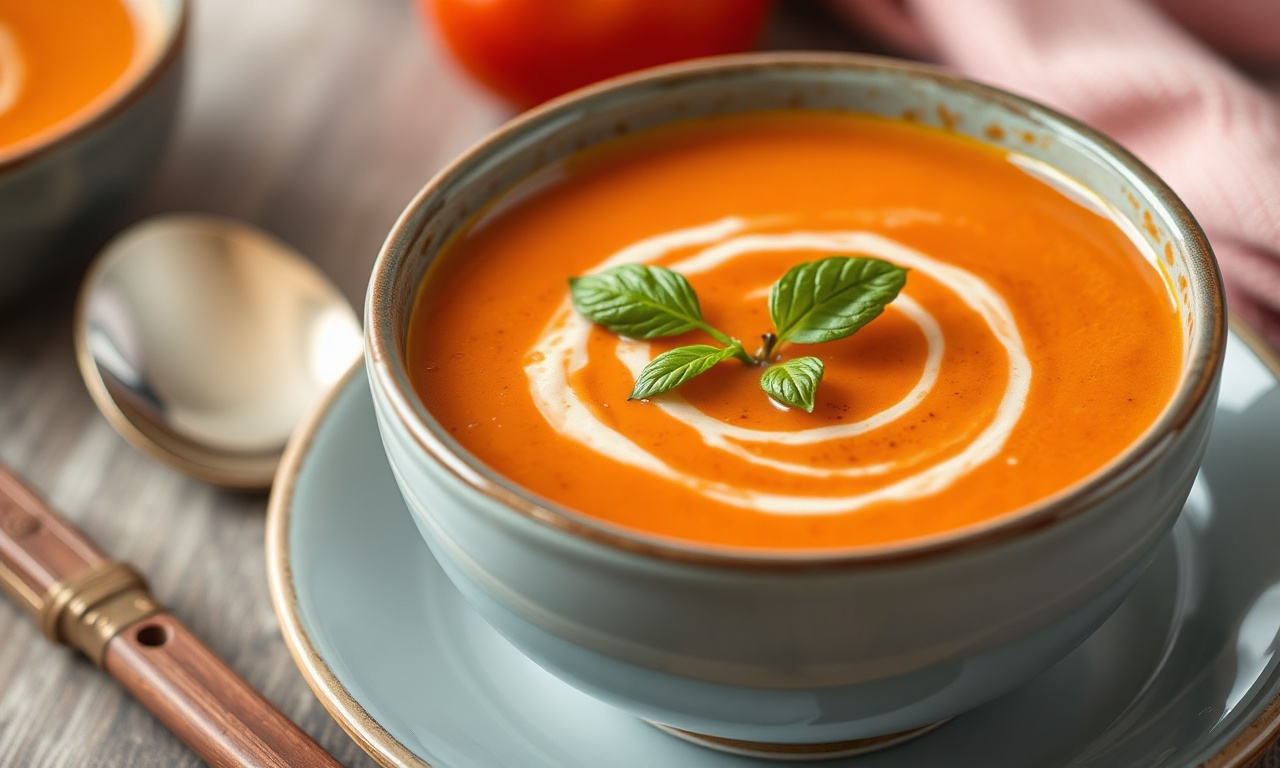 Velvety creamy tomato soup, a comforting bowl.