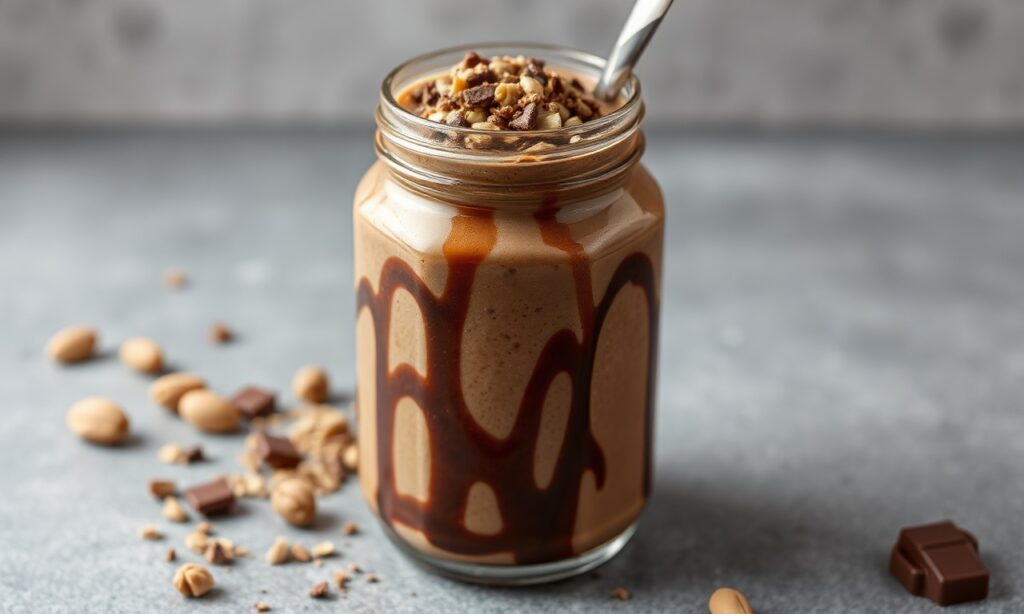 Boost energy with this delicious chocolate peanut butter protein shake recipe.