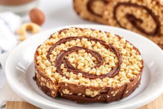 Decadent chocolate peanut butter Rice Krispies roll: pure bliss.