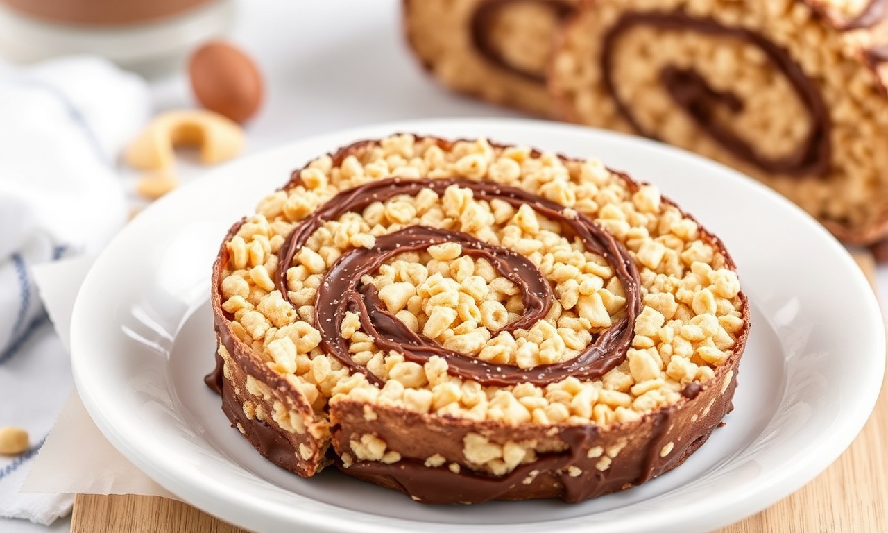 Decadent chocolate peanut butter Rice Krispies roll: pure bliss.