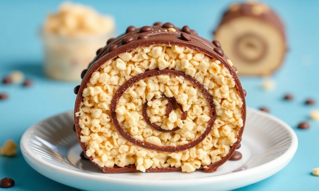 Decadent chocolate peanut butter rice krispie roll bliss.