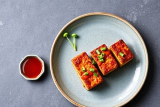 Crispy gochujang tofu: Spicy, delicious vegan delight.