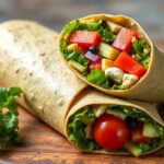 Veggie Wrap Wellness with creamy hummus for healthy eating.