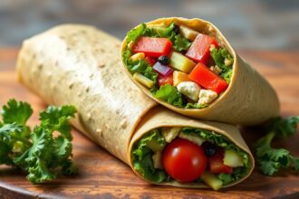 Veggie Wrap Wellness with creamy hummus for healthy eating.