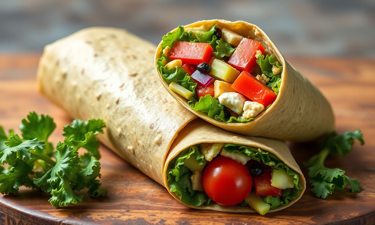 Veggie Wrap Wellness with creamy hummus for healthy eating.