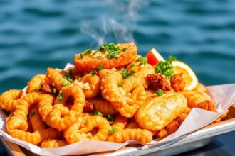 Peru's Famous jalea seafood fry: ultimate crispy coastal indulgence.